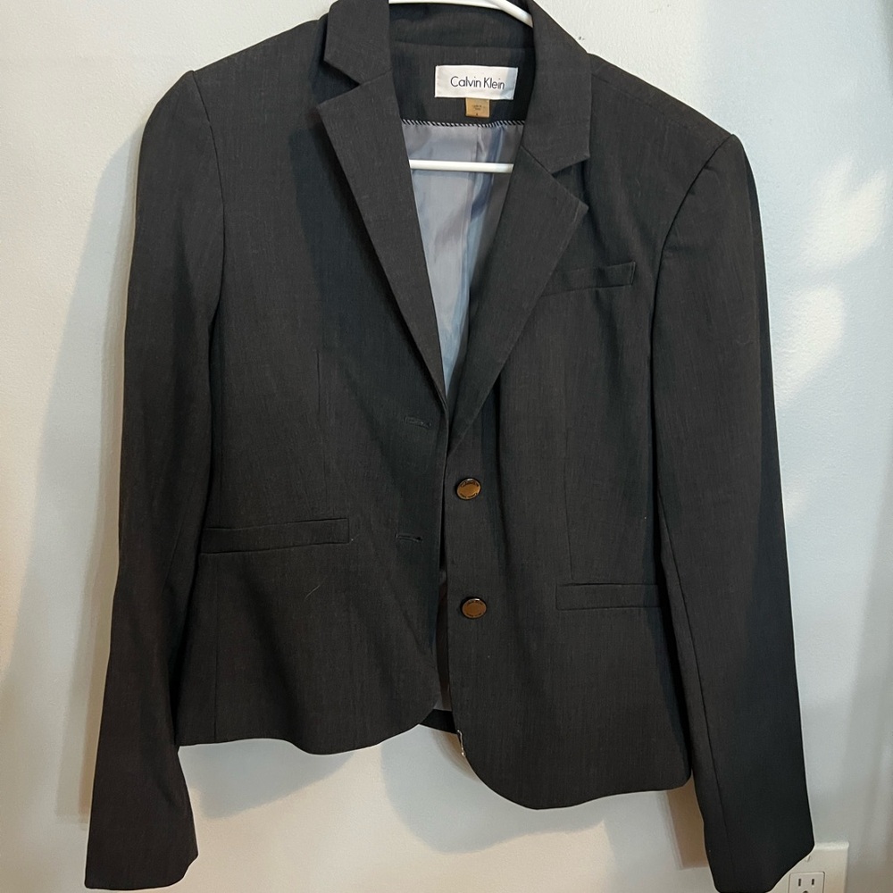 Calvin Klein Charcoal Gray Two-Button Blazer